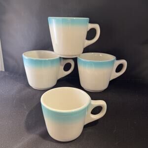 Vintage Buffalo Turquoise Blue Ombre Coffee Cup Retro 50s Diner Restaurant-set 4